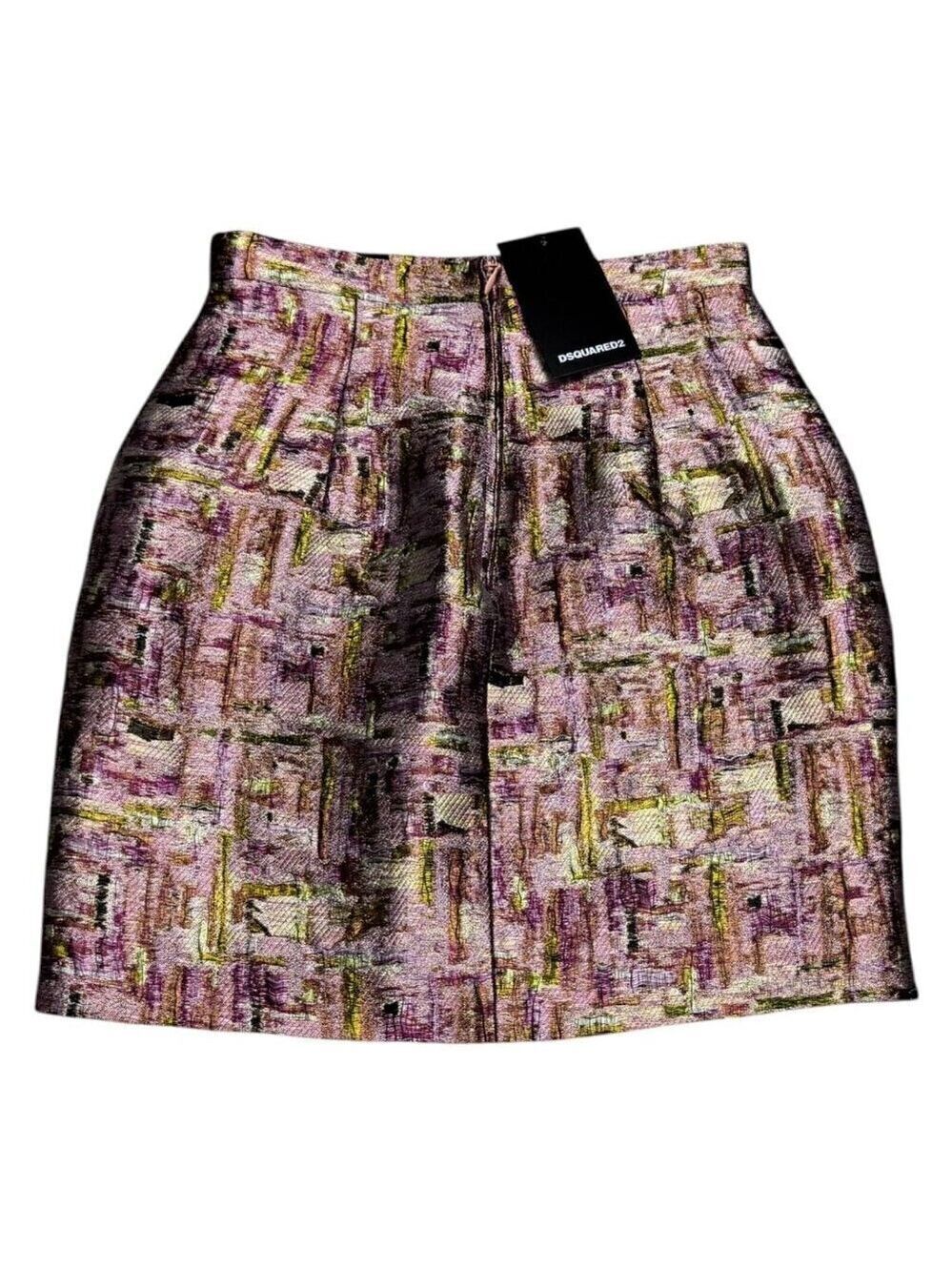 DSQUARED 2 Mini Skirt (NWT) Luxury Designer SILK BLEND Printed Women Size 2 (XS) - Picture 5 of 6